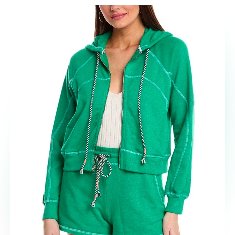 SUNDRY Horizon Zip-up Hoodie in Kelly Green Womens Size XS Cropped Relaxed EUC - Picture 11 of 12